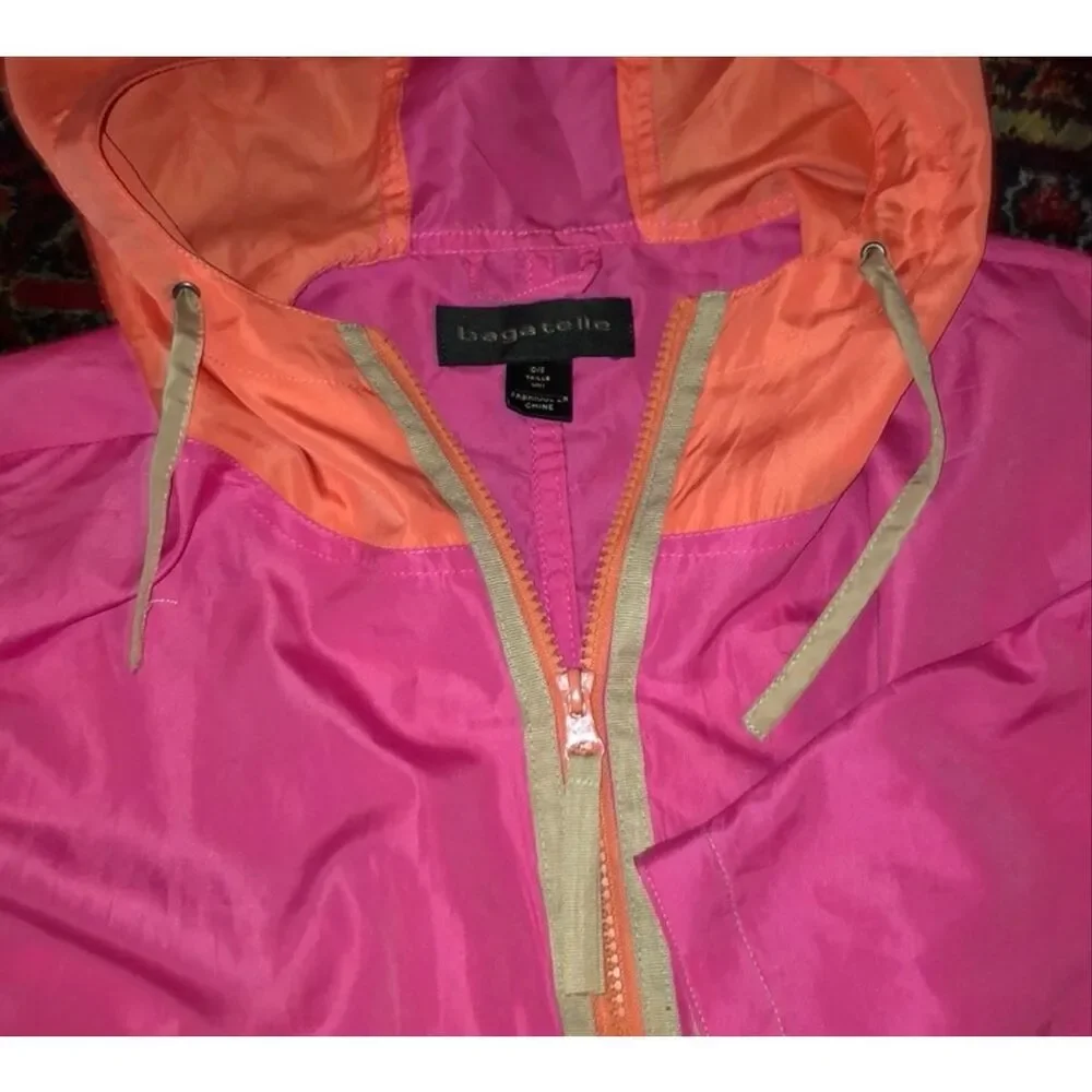 Rare and Vintage Bagatelle Pink and Orange Color Block Poncho